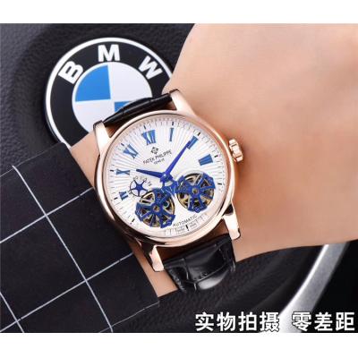 Replica Grand Complications A21j Automatic Movement Mens Watch White Double tourbillon Dial Leather Strap A E63