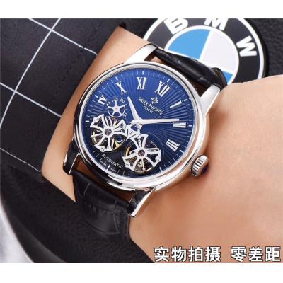 Replica Grand Complications A21j Automatic Movement Mens Watch Black Double tourbillon Dial Leather Strap B E63