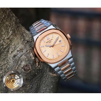 Replica Nautilus 324 Automatic Movement Mens Watch White Dial Two Tone Rose Gold B E64