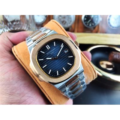 Replica Nautilus A21j Automatic Movement Mens Watch Blue Dial Two Tone Rose Gold A E65