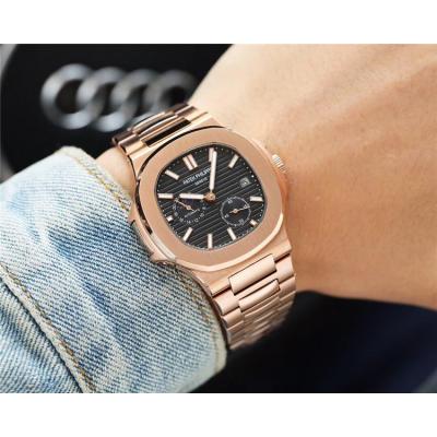 Replica Nautilus A21j Automatic Movement Mens Watch Black Dial Rose Gold E67