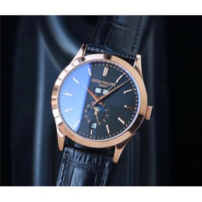 Replica Grand Complications A21j Automatic Movement Mens Watch Black Dial Leather Strap E68