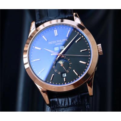 Replica Grand Complications A21j Automatic Movement Mens Watch Black Dial Leather Strap E68