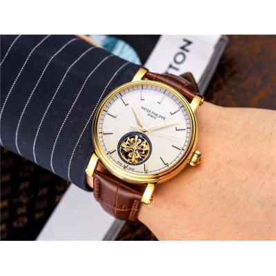 Replica Grand Complications A21j Automatic Movement Mens Watch White tourbillon Dial Leather Strap A E70