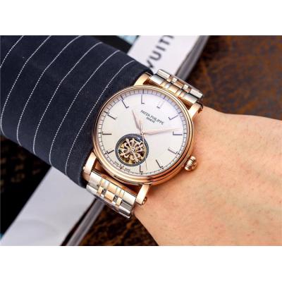 Replica Grand Complications A21j Automatic Movement Mens Watch White tourbillon Dial Two Tone Rose Gold B E70