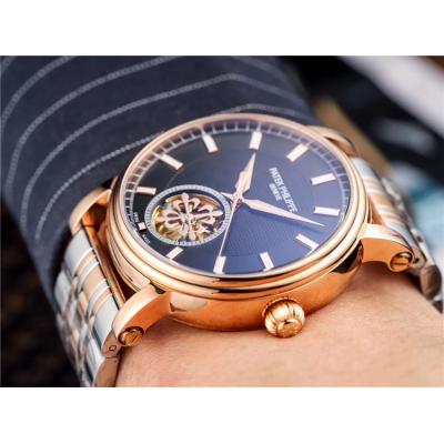 Replica Grand Complications A21j Automatic Movement Mens Watch White tourbillon Dial Two Tone Rose Gold B E70