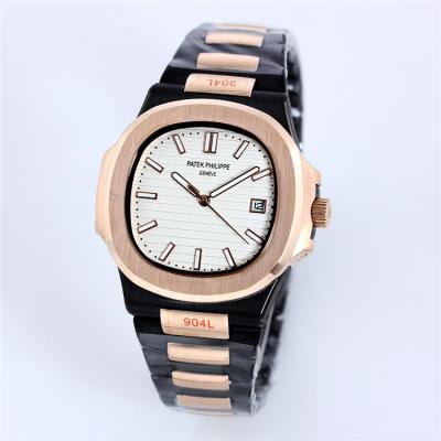 Replica Nautilus 324 Automatic Movement Mens Watch White Dial Two Tone Rose Gold A E73