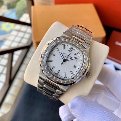 Replica Nautilus A21j Automatic Movement Mens Watch White Dial Diamonds Case Stainless Steel E74