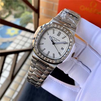 Replica Nautilus A21j Automatic Movement Mens Watch White Dial Diamonds Case Stainless Steel E74