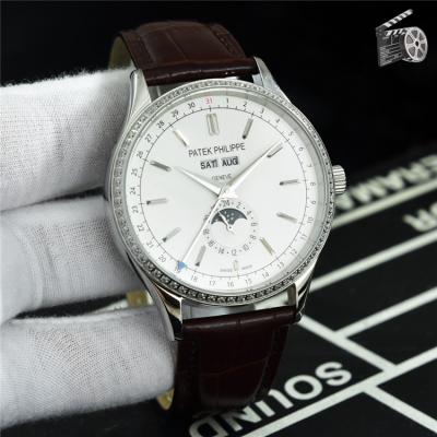 Replica Grand Complications A21j Automatic Movement Mens Watch Black Dial Diamonds Case Leather Strap E76