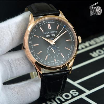 Replica Grand Complications A21j Automatic Movement Mens Watch Black Dial Diamonds Case Leather Strap E76