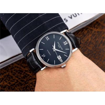 Replica Calatrava A21j Automatic Movement Mens Watch Black Dial Leather Strap E77