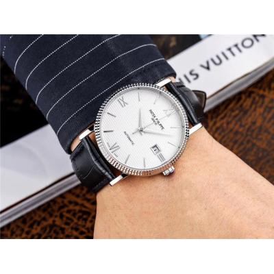 Replica Calatrava A21j Automatic Movement Mens Watch Black Dial Leather Strap E77