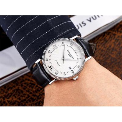 Replica Calatrava A21j Automatic Movement Mens Watch Black Dial Leather Strap E77