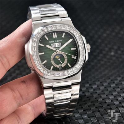 Replica Nautilus A2813 Automatic Movement Mens Watch Green Dial Diamonds Case Stainless Steel A E79