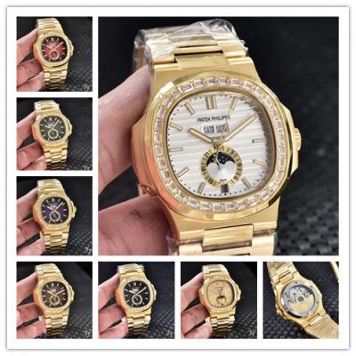 Replica Nautilus A2813 Automatic Movement Mens Watch White Dial Diamonds Case Yellow Gold B E79