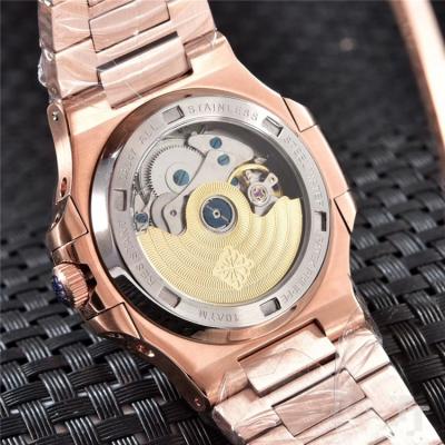 Replica Nautilus A2813 Automatic Movement Mens Watch Black Dial Diamonds Case Rose Gold C E79