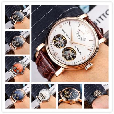 Replica Grand Complications A21j Automatic Movement Mens Watch White Double tourbillon Dial Leather Strap E80