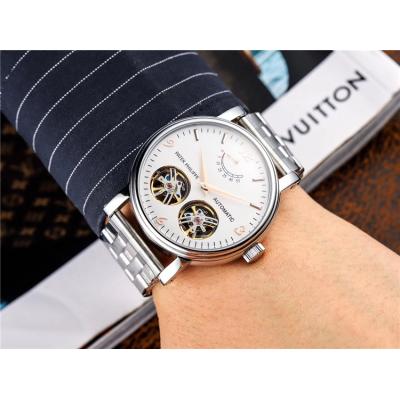 Replica Grand Complications A21j Automatic Movement Mens Watch White Double tourbillon Dial Leather Strap E80