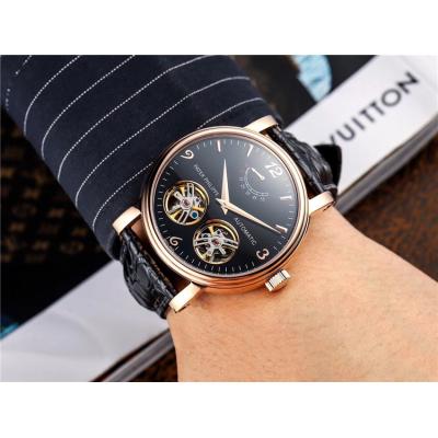 Replica Grand Complications A21j Automatic Movement Mens Watch White Double tourbillon Dial Leather Strap E80