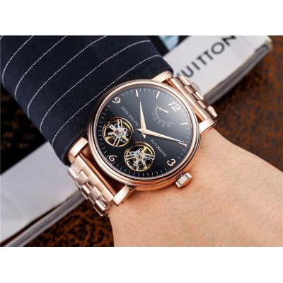 Replica Grand Complications A21j Automatic Movement Mens Watch White Double tourbillon Dial Leather Strap E80