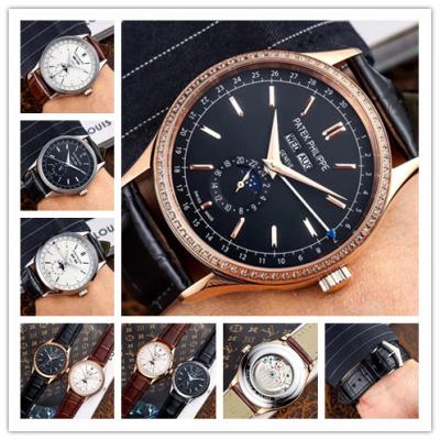 Replica Grand Complications A21j Automatic Movement Mens Watch Black Dial Diamonds Case Leather Strap E83