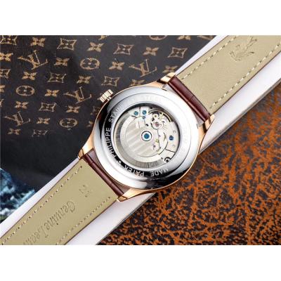 Replica Grand Complications A21j Automatic Movement Mens Watch Black Dial Diamonds Case Leather Strap E83