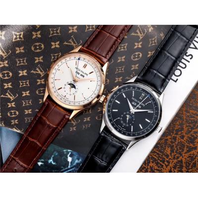 Replica Grand Complications A21j Automatic Movement Mens Watch Black Dial Diamonds Case Leather Strap E83