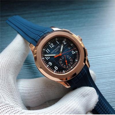 Replica Aquanaut Japan Quartz Chronograph Movement Mens Watch Blue Dial Rubber Strap A E84