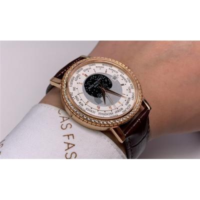 Replica Grand Complications Japan Miyota 8215 Automatic Mens Watch White Dial Diamonds Case Leather Strap E86