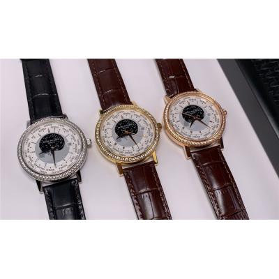 Replica Grand Complications Japan Miyota 8215 Automatic Mens Watch White Dial Diamonds Case Leather Strap E86