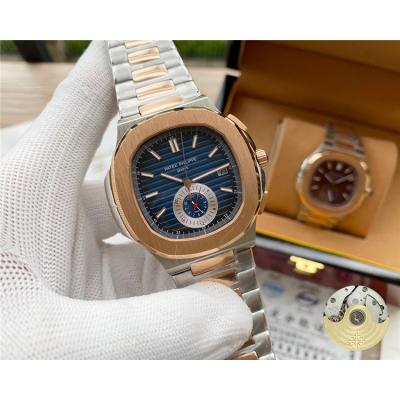 Replica Nautilus A21j Automatic Movement Mens Watch Blue Dial Two Tone Rose Gold A E96