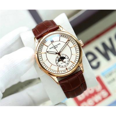 Replica Grand Complications A21j Automatic Movement Mens Watch White Dial Leather Strap E99