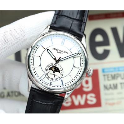 Replica Grand Complications A21j Automatic Movement Mens Watch White Dial Leather Strap E99