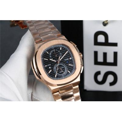 Replica Nautilus A21j Automatic Movement Mens Watch Black Dial Rose Gold B E101