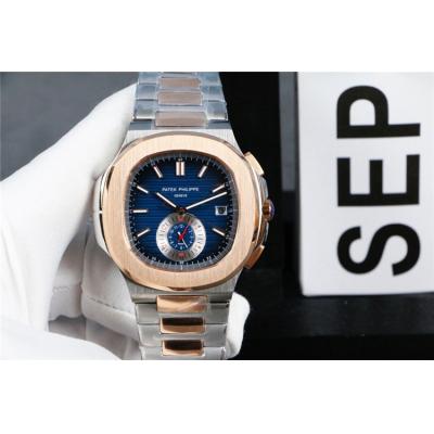 Replica Nautilus A21j Automatic Movement Mens Watch Blue Dial Two Tone Rose Gold E103