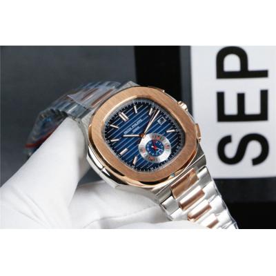 Replica Nautilus A21j Automatic Movement Mens Watch Blue Dial Two Tone Rose Gold E103