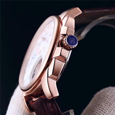 Replica Grand Complications A21j Automatic Movement Mens Watch Blue Tourbillon Dial Leather Strap A E109