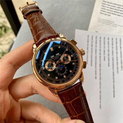 Replica Grand Complications A21j Automatic Movement Mens Watch Black Dial Leather Strap E117