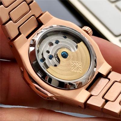 Replica Nautilus A21j Automatic Movement Womens Watch White Dial Diamonds Case Rose Gold E124