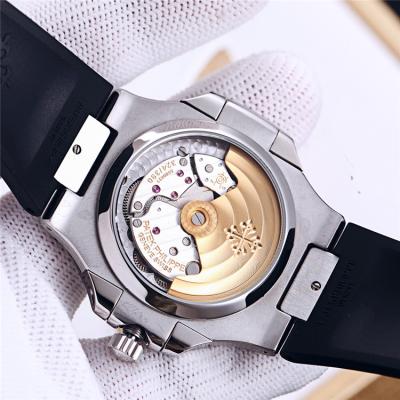 Replica Nautilus A21j Automatic Movement Mens Watch White Dial Vintage Engraving Steel Case Rubber Strap B E128