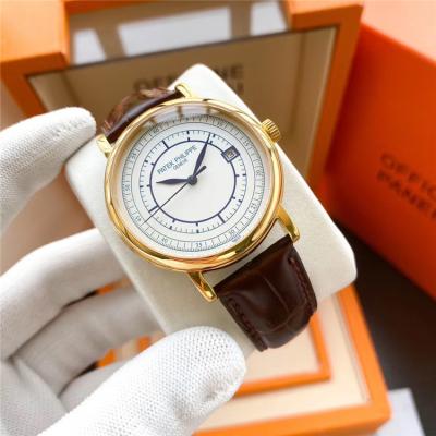 Replica Calatrava Japan Miyota 8215 Automatic Movement Mens Watch White Dial Leather Strap E133