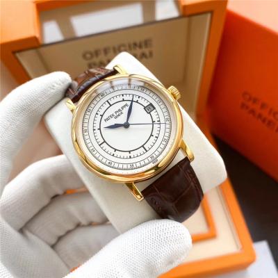 Replica Calatrava Japan Miyota 8215 Automatic Movement Mens Watch White Dial Leather Strap E133