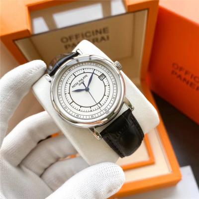 Replica Calatrava Japan Miyota 8215 Automatic Movement Mens Watch White Dial Leather Strap E133