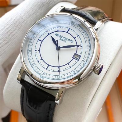 Replica Calatrava Japan Miyota 8215 Automatic Movement Mens Watch White Dial Leather Strap E133