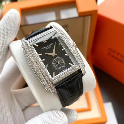 Replica Gondolo A21j Automatic Movement Mens Watch Silver Dial Diamonds Case Leather Strap A E134