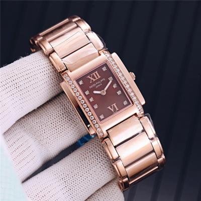 Replica Twenty~4 Swiss Quartz Movement Womens Watch White Dial Diamonds Case Rose Gold E142