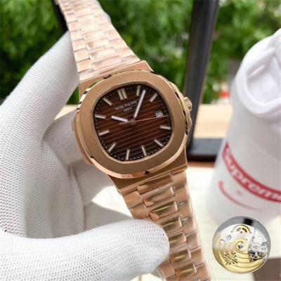 Replica Nautilus A21j Automatic Movement Mens Watch Black Dial Two Tone Rose Gold D E145