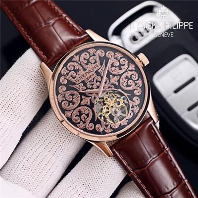 Replica Grand Complications A21j Automatic Movement Mens Watch Tourbillon Dial Leather Strap A E149