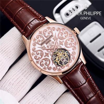 Replica Grand Complications A21j Automatic Movement Mens Watch Tourbillon Dial Leather Strap A E149